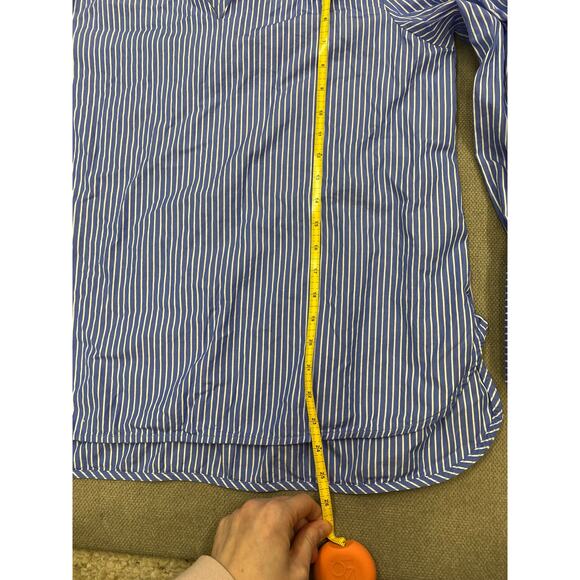 Harshman Ellis Long-Sleeve Cotton Blouse, Blue White Stripe, Large - Picture 6 of 8